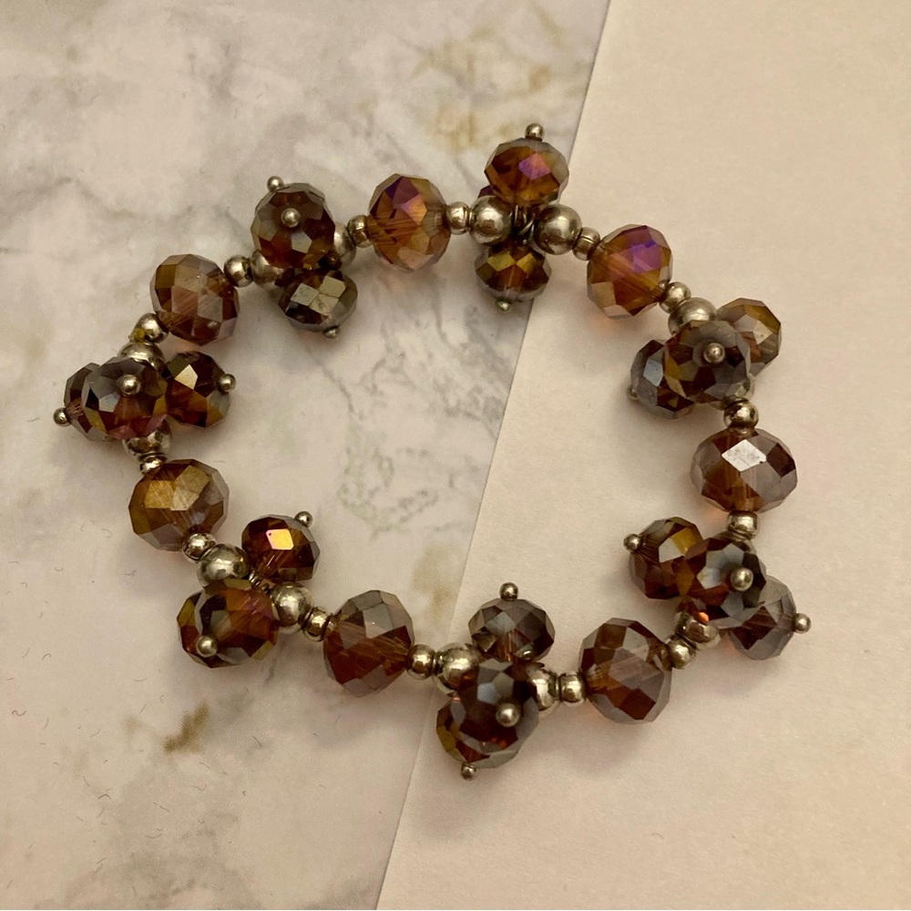Faceted Beaded Bracelet Art Deco Formal Party Cocktail Jewelry